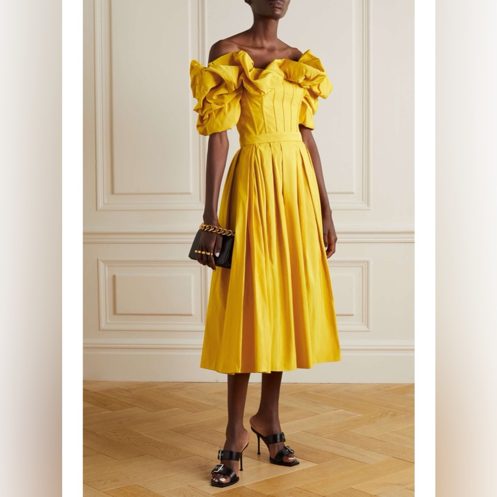 Alexander McQueen Yellow Puff Sleeve Dress